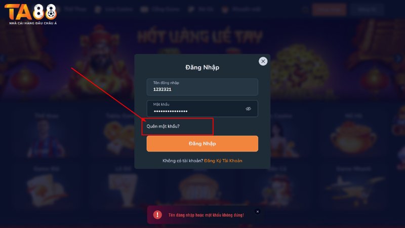 Cách lấy lại mật khẩu TA88 thành công 100% Cách lấy lại mật khẩu TA88 thành công 100%