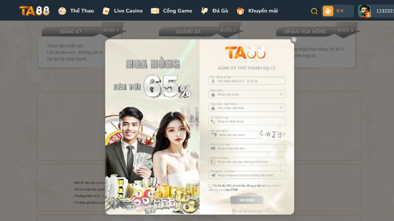 Hướng dẫn đăng ký đại lý TA88 cho hội viên