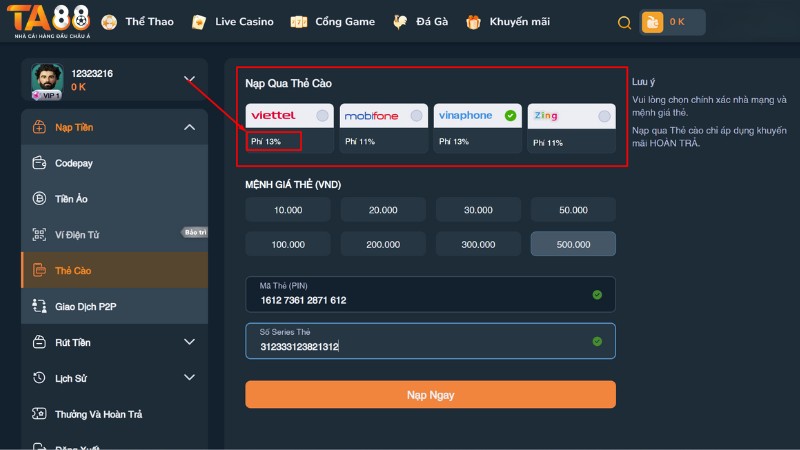 Nạp tiền TA88 có mất phí không? - Giải đáp thắc mắc Nạp tiền TA88 có mất phí không? - Giải đáp thắc mắc